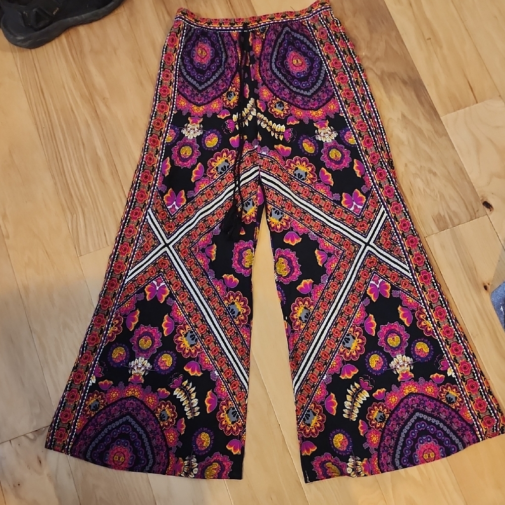 Flying Tomato Multicolor Boho Flare Pants Petite